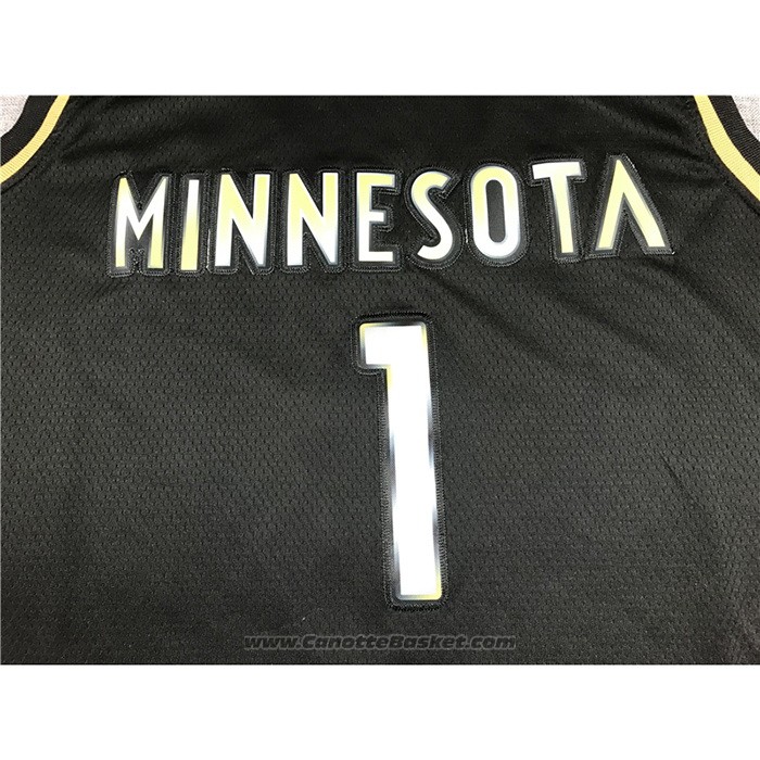 Maglia Golden Edition Minnesota Timberwolves Anthony Edwards #1 2020-21 Nero